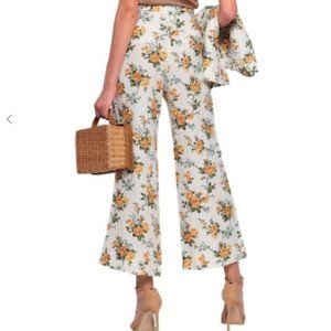 Zimmermann Golden belted floral print linen pants